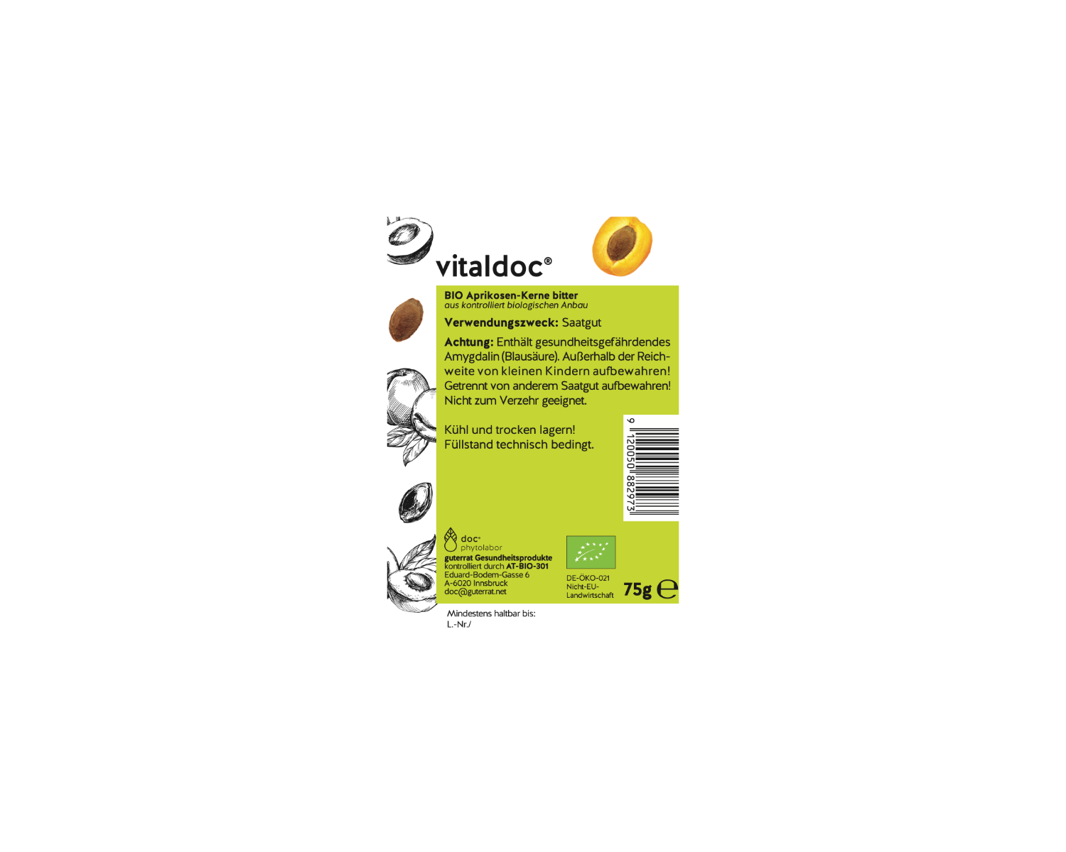 vitaldoc® BITTERE APRIKOSEN-KERNE BIO, SAATGUT