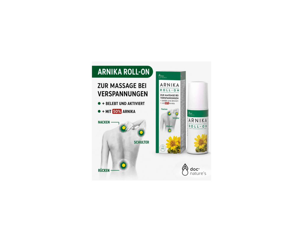 Arnika Roll-On - Gezielte Massage bei Muskelverspannungen, jederzeit griffbereit, 50 ml