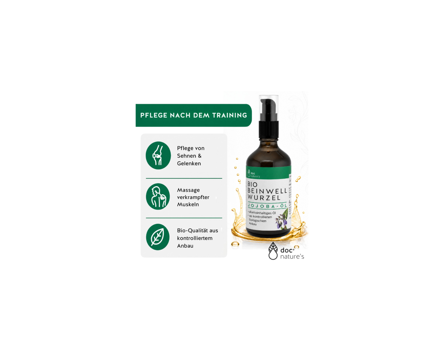 Bio Beinwellwurzel Jojoba-Öl - Pflanzliche Pflege für Muskeln, Gelenke & Rücken, 50 ml