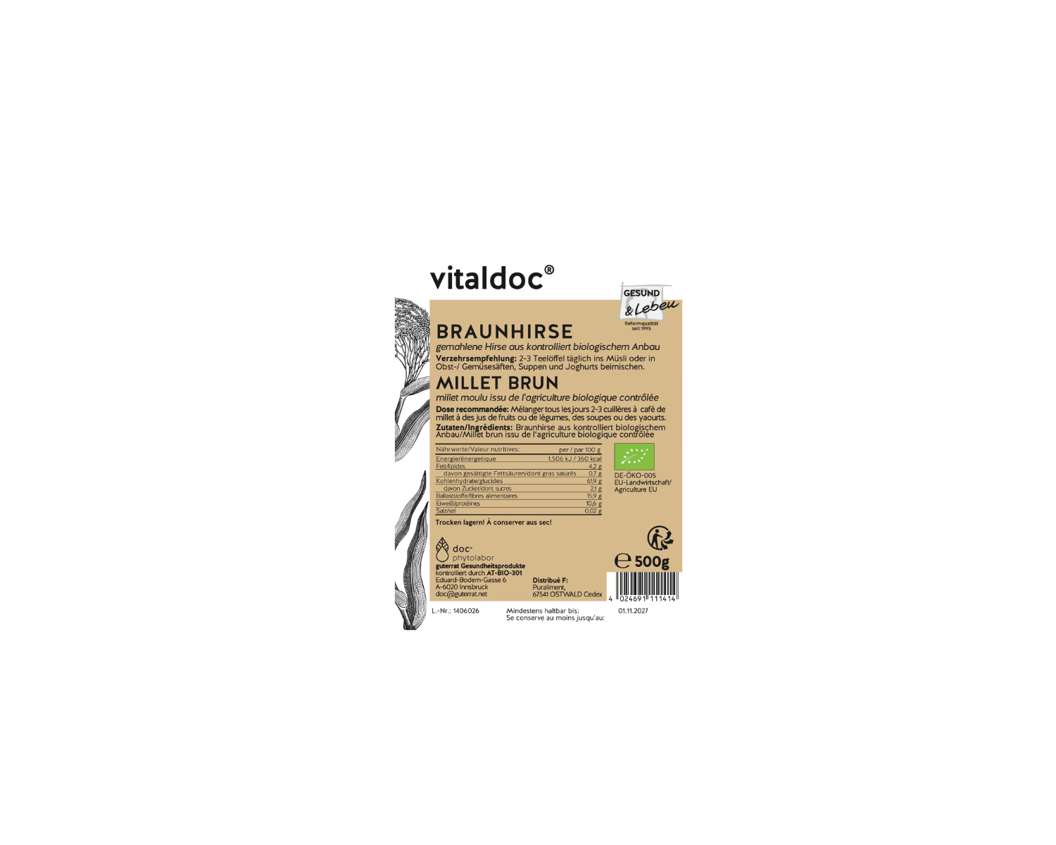 vitaldoc® BIO BRAUNHIRSE GEMAHLEN