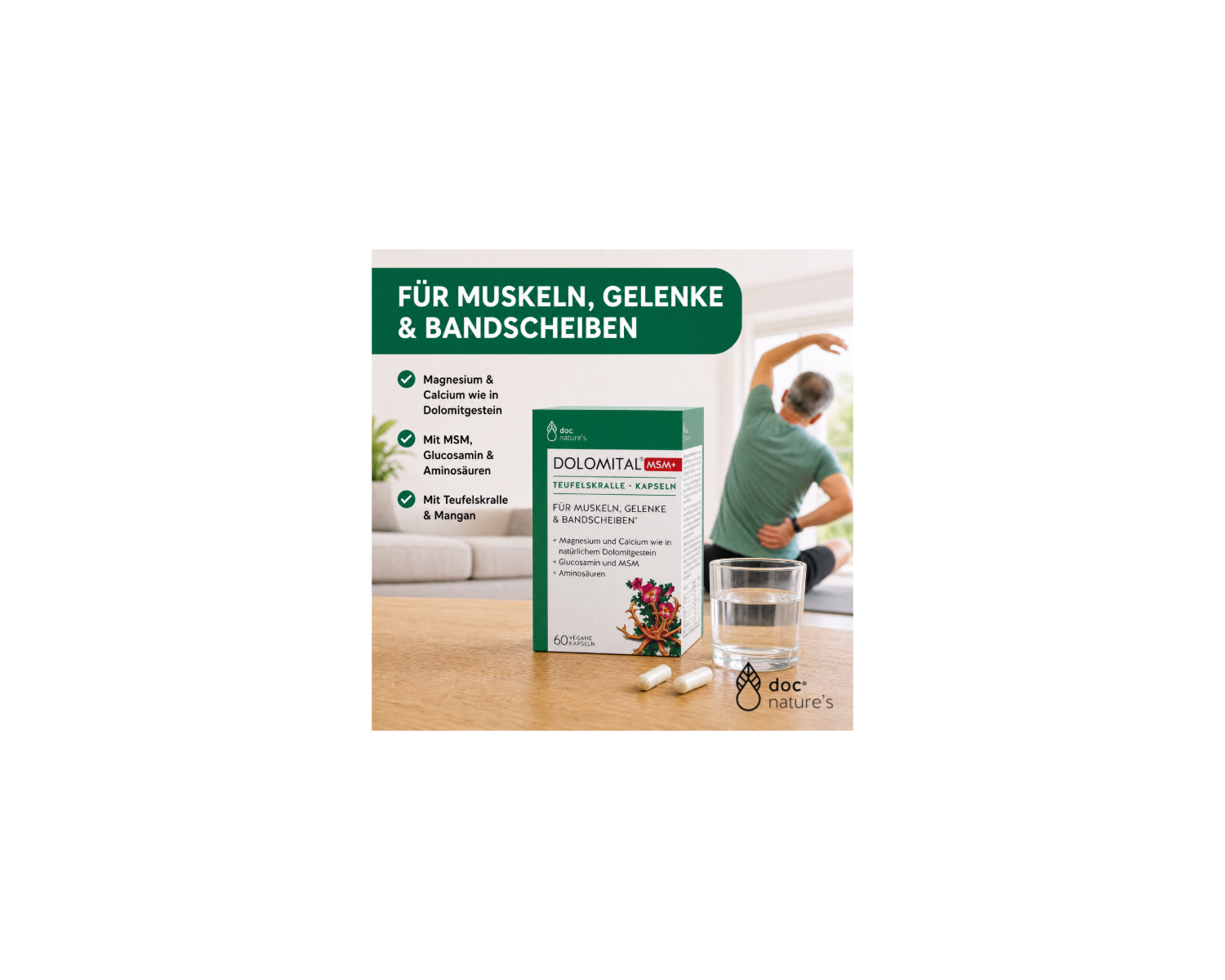 Dolomital® Teufelskralle MSM+ Kapseln - Für Beweglichkeit, Muskeln & Gelenke