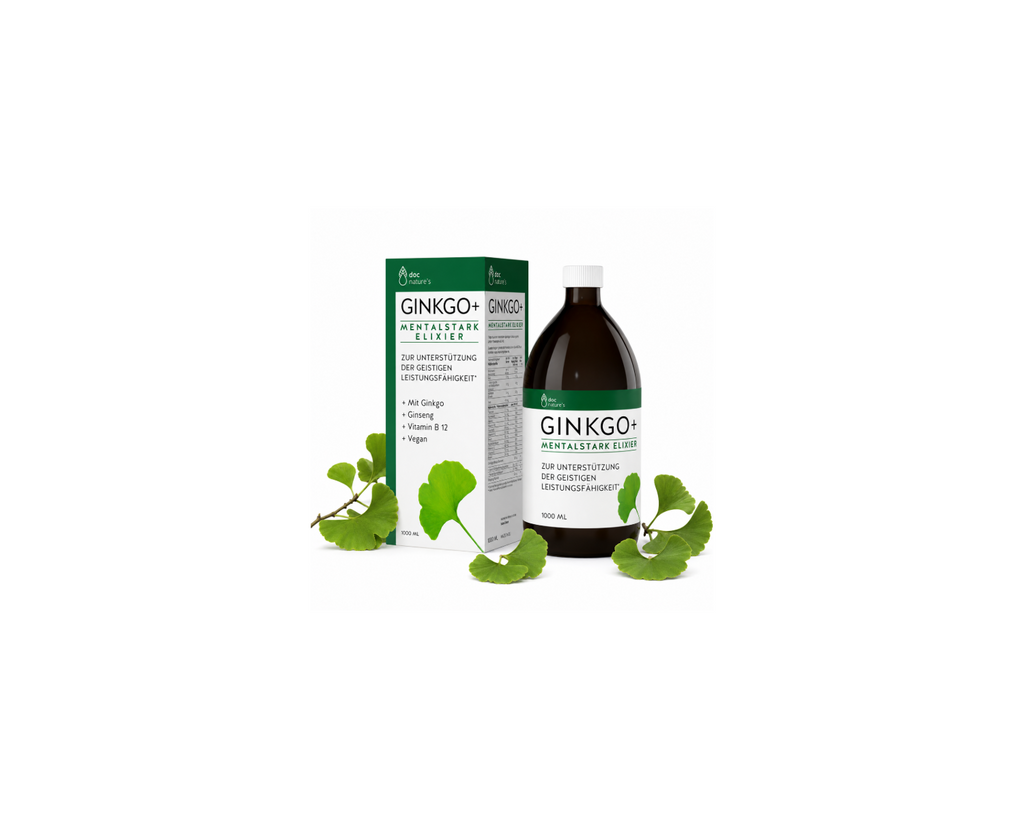 Ginkgo+ Mentalstark Elixier - Für Konzentration, Gedächtnis & mentale Leistungsfähigkeit, 1 l