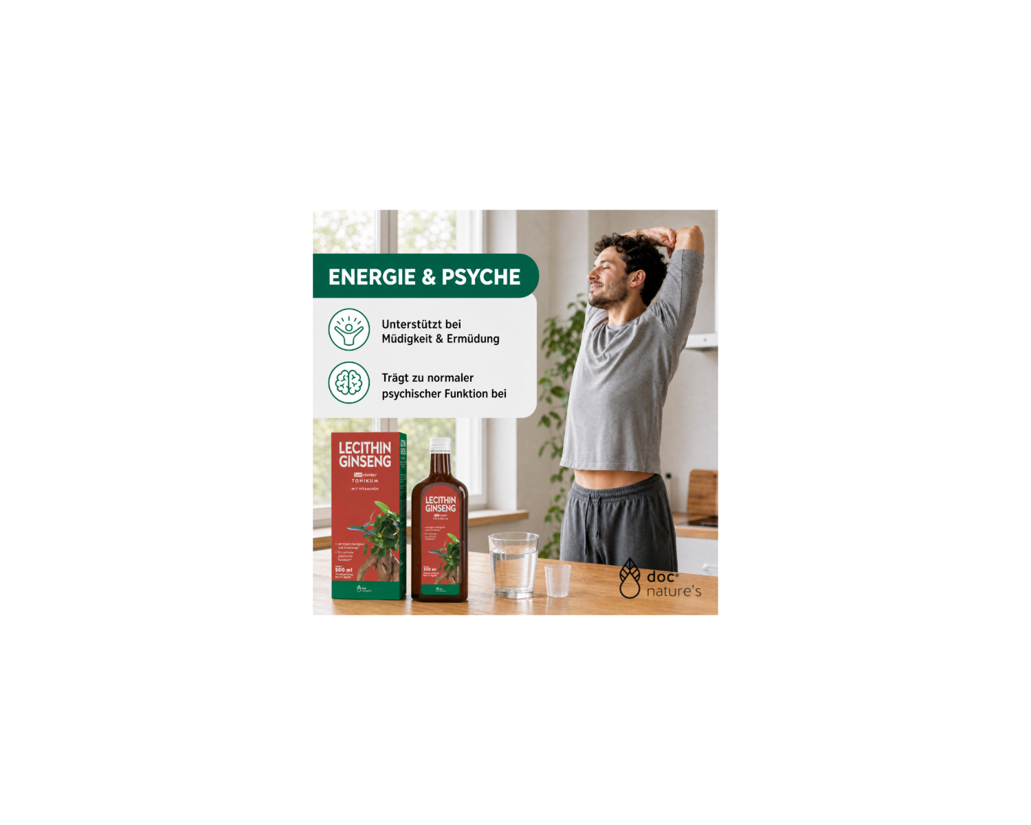 Lecithin Ginseng Tonikum - Mit Ginseng & Lecithin für Energie, Fokus & mentale Stärke, 500 ml