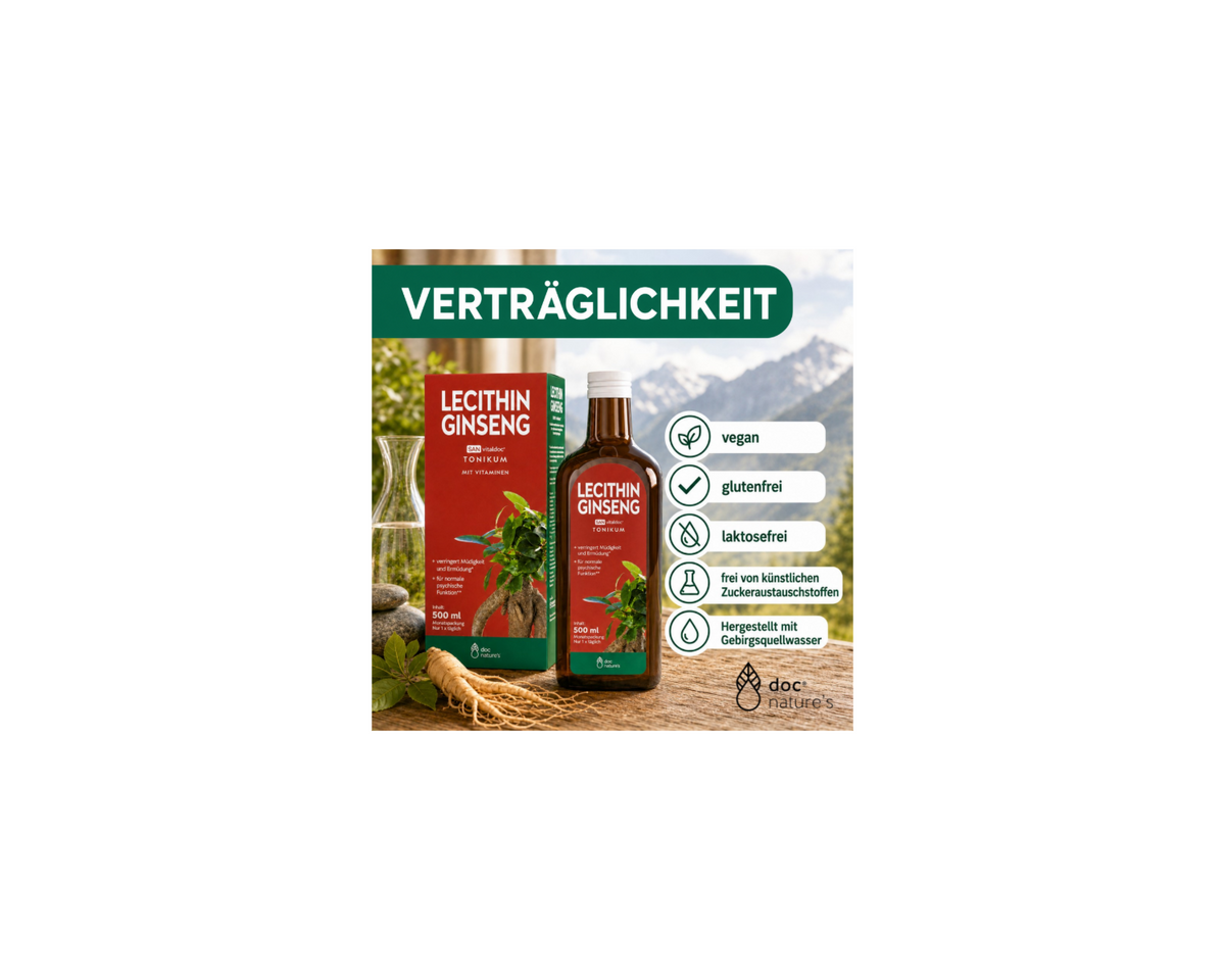 Lecithin Ginseng Tonikum - Mit Ginseng & Lecithin für Energie, Fokus & mentale Stärke, 500 ml