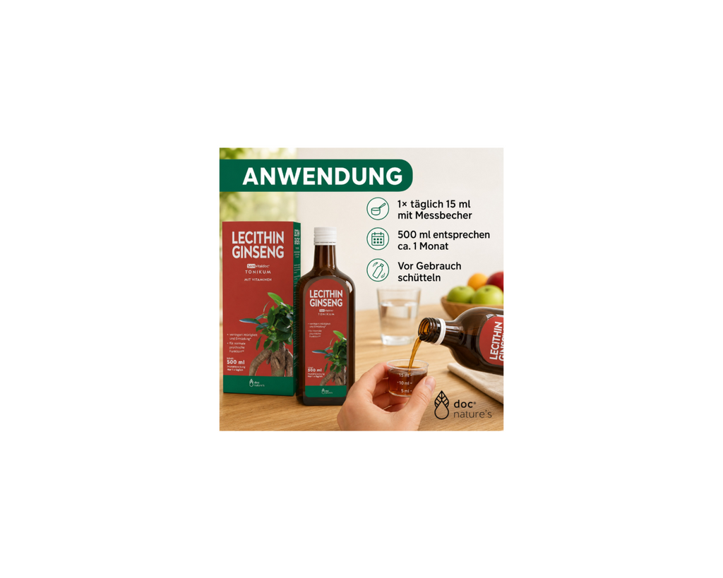 Lecithin Ginseng Tonikum - Mit Ginseng & Lecithin für Energie, Fokus & mentale Stärke, 500 ml