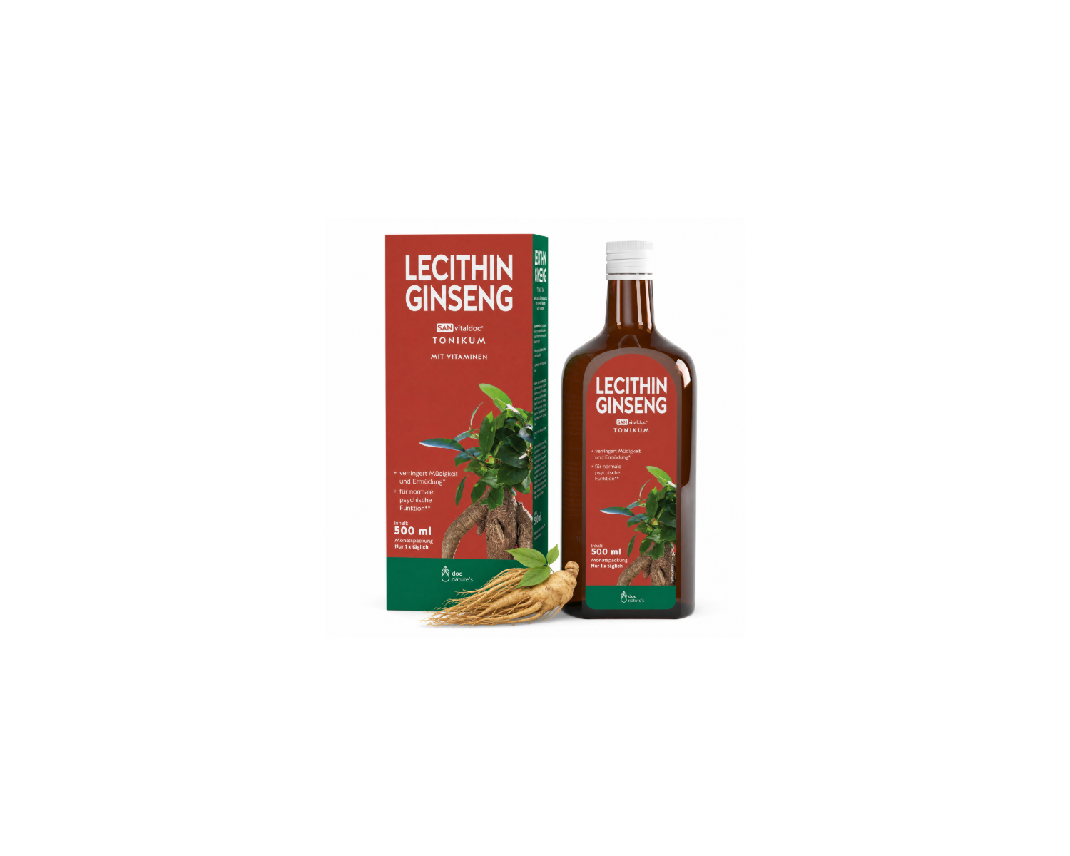Lecithin Ginseng Tonikum - Mit Ginseng & Lecithin für Energie, Fokus & mentale Stärke, 500 ml