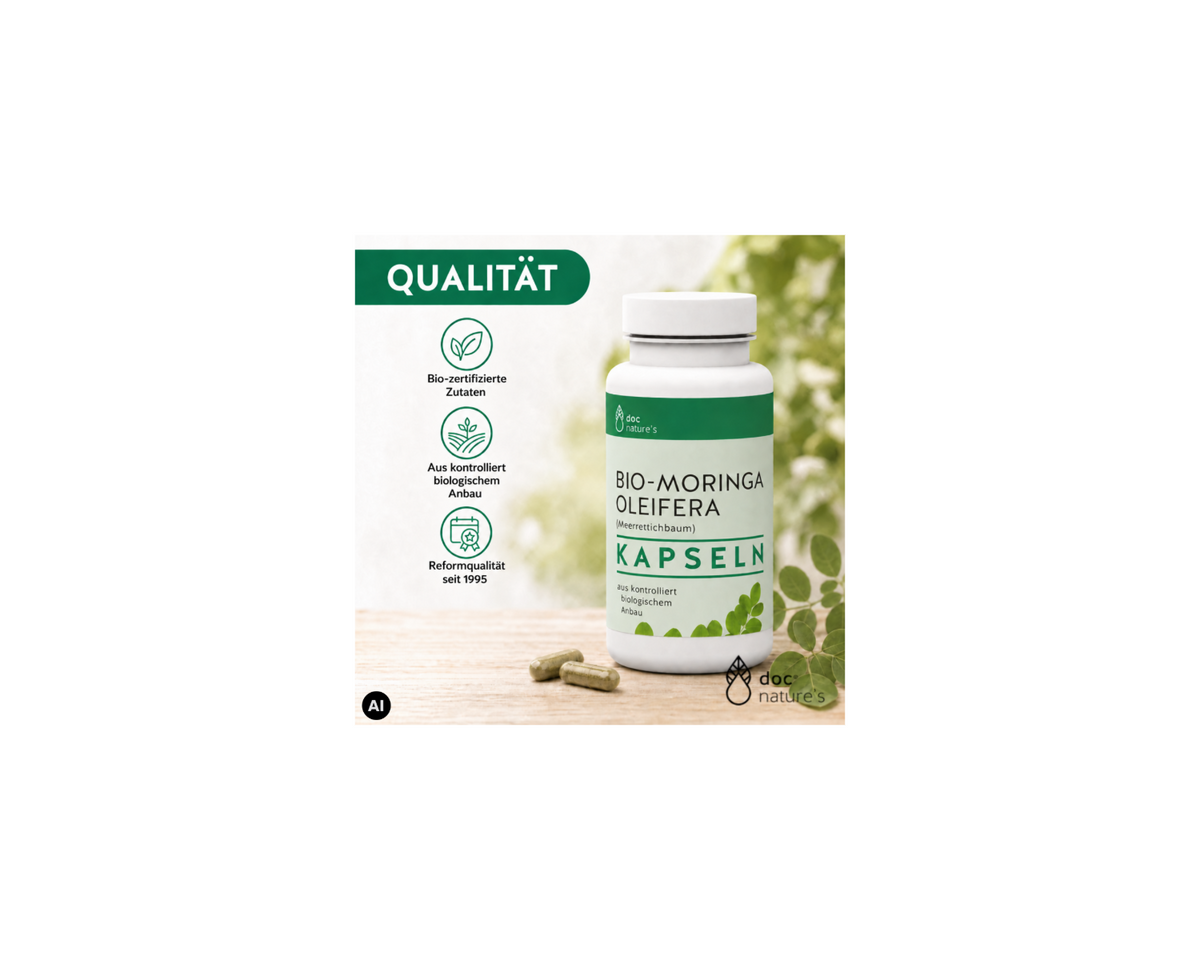Bio Moringa Kapseln - Pflanzliche Nährstoffe für Energie & Vitalität im Alltag