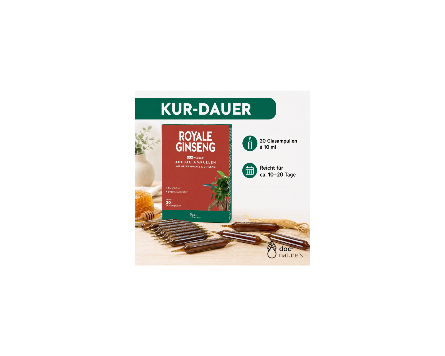 Royale Ginseng Ampullen - Ginseng & Gelee Royale für Energie & Vitalität