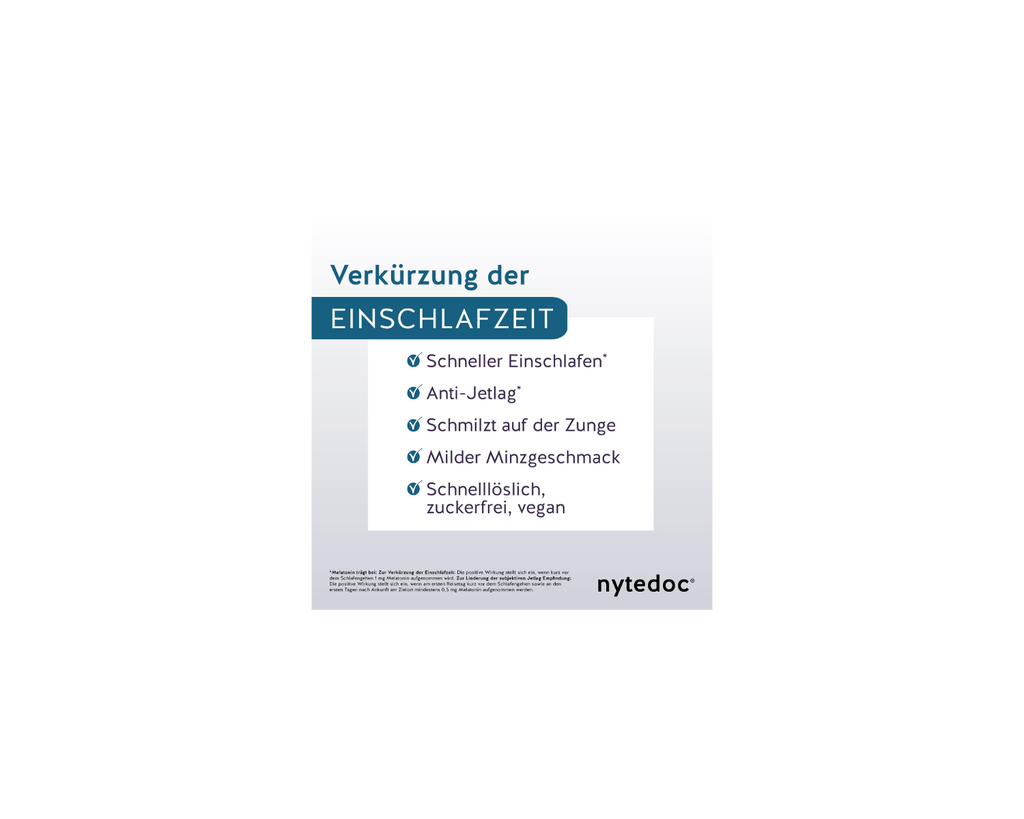 nytedoc® Schlaf akut Melatonin Streifen, zur Verkürzung der Einschlafzeit und Linderung der subjektiven Jetlag Empfindung