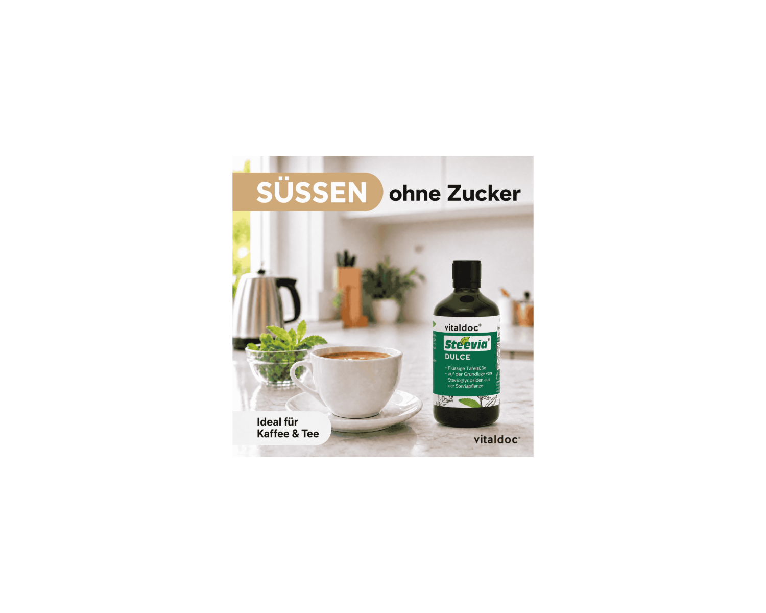 vitaldoc® Steevia Dulce, für Diabetiker geeignete flüssige Tafelsüße, 100 ml