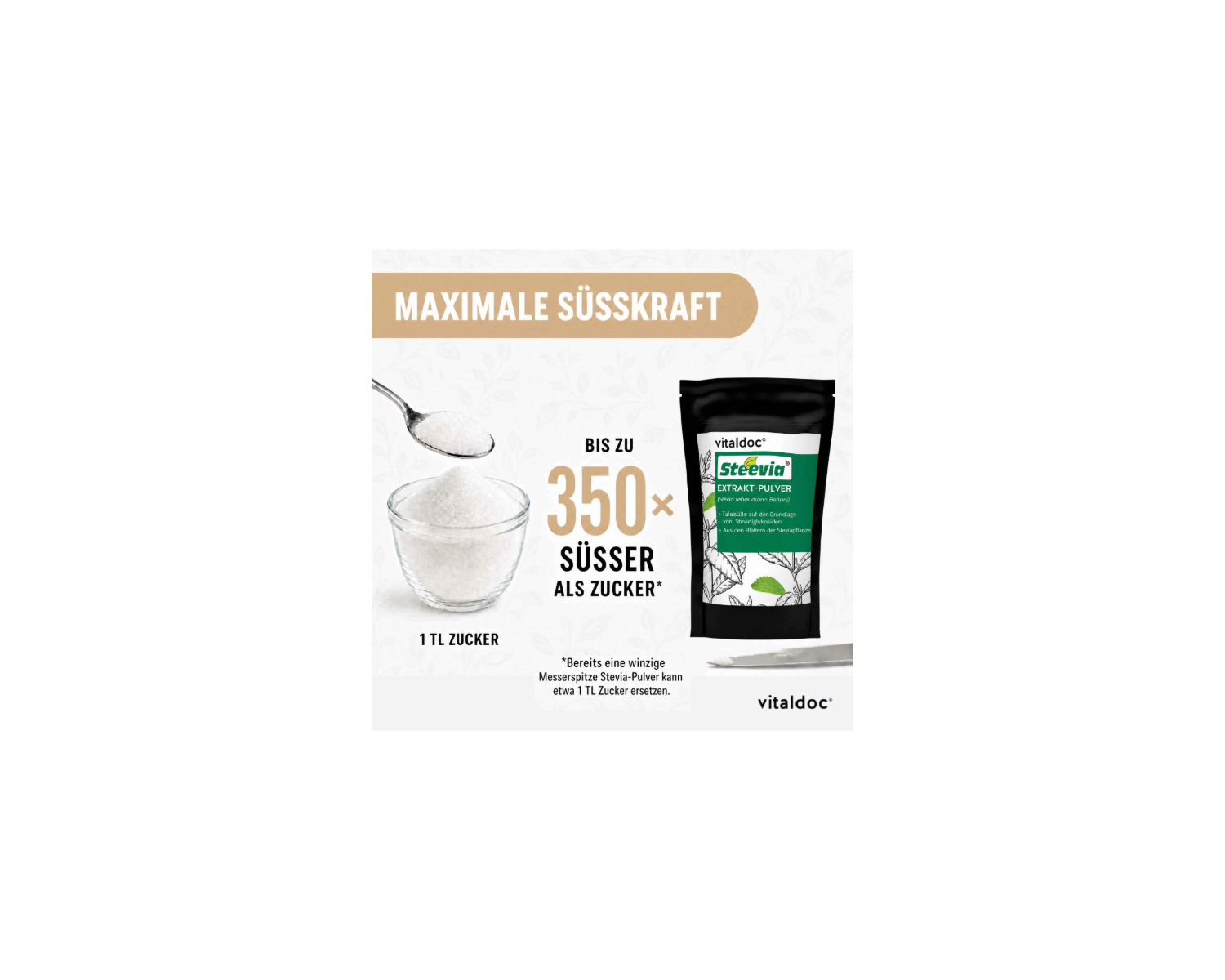 vitaldoc® Steevia Extrakt-Pulver, kalorienfreie Tafelsüße, 50 g