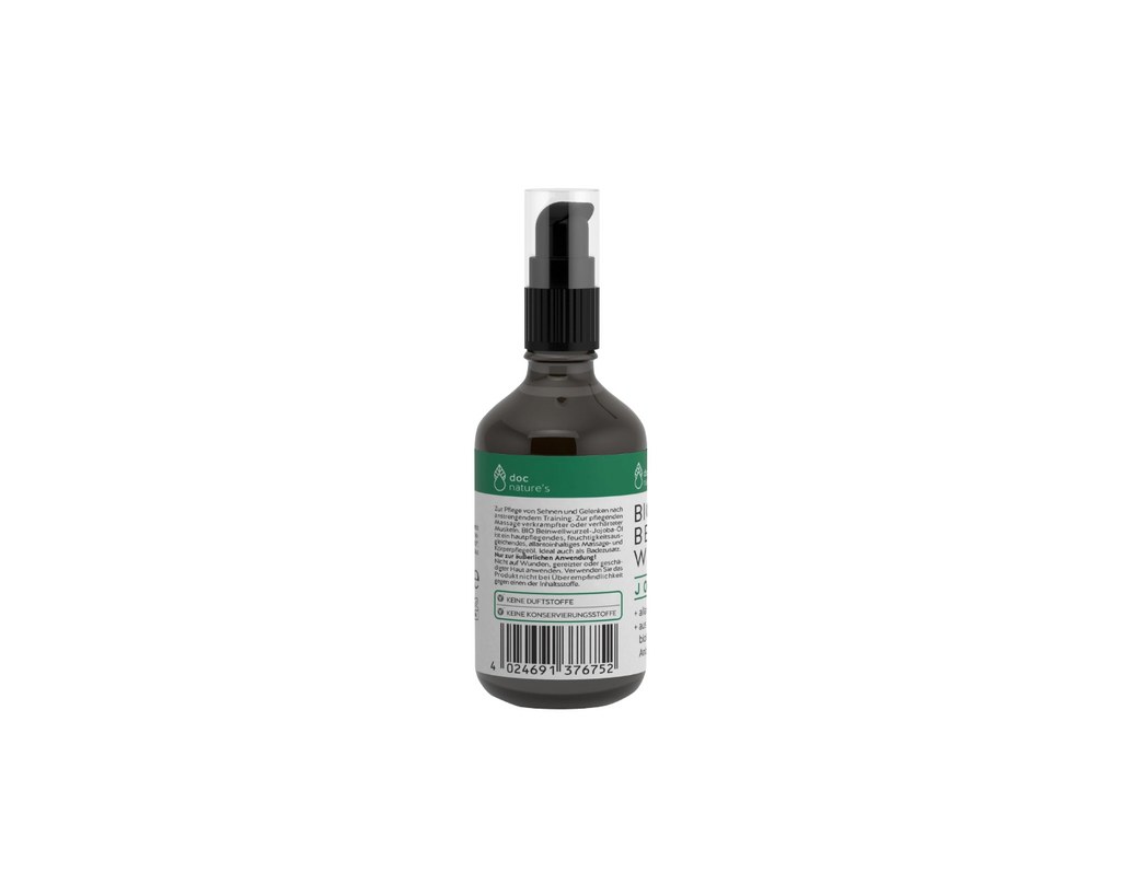BIO BEINWELLWURZEL JOJOBA-ÖL, ZUR PFLEGE VON SEHNEN UND GELENKEN UND MASSAGE VERKRAMPFTER UND VERHÄRTETER MUSKELN