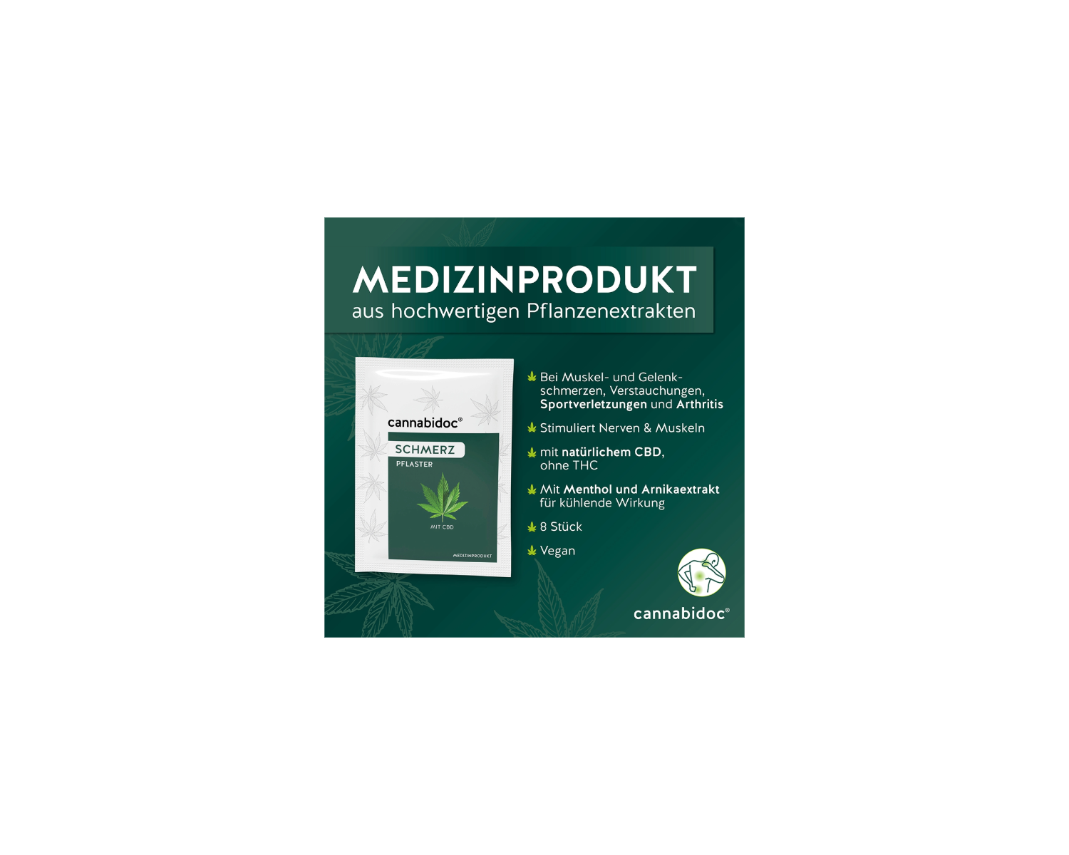 cannabidoc® Schmerz Pflaster, für langanhaltende Schmerzlinderung